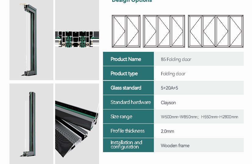 88 Series Bi-fold Door design options and technical detail