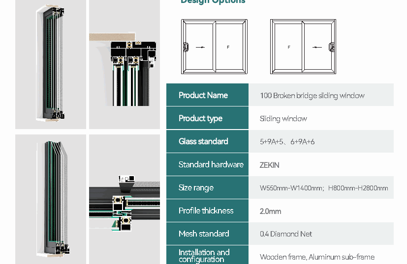 120 Series Sliding Window design options and technical detail